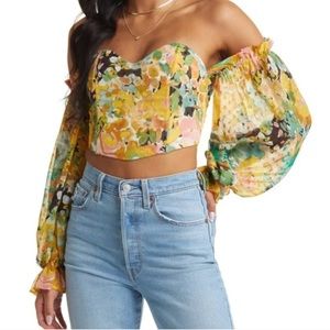 VICI Collection Off The Shoulder Corset Crop Top